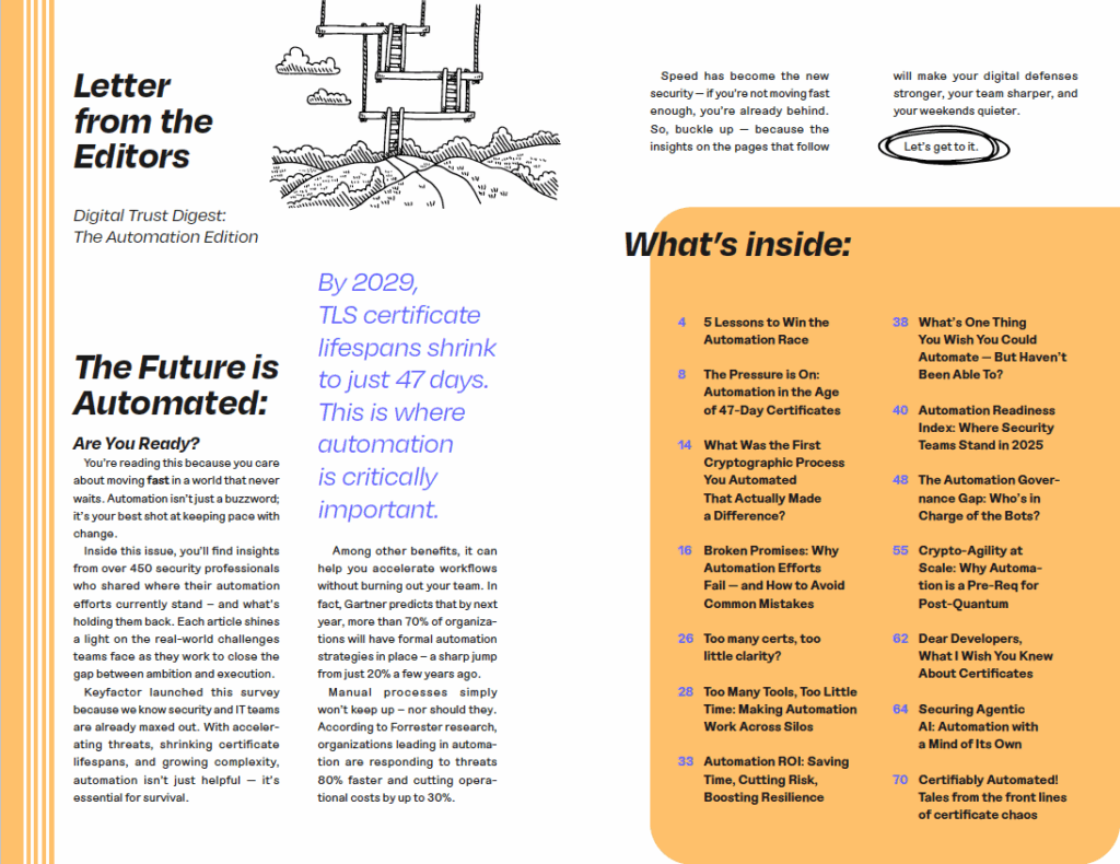 Automation inside editor's note and TOC of magazine